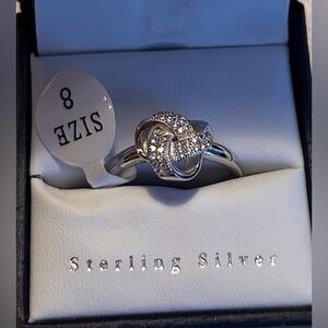 NWT CONTESSA DI CAPRI Women Zircon, Love Knot, STERLING SILVER, Ring